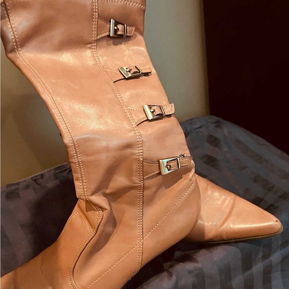 ***SOLD*** Franco Sarto Light Pink Leather Slip on Women's Boots